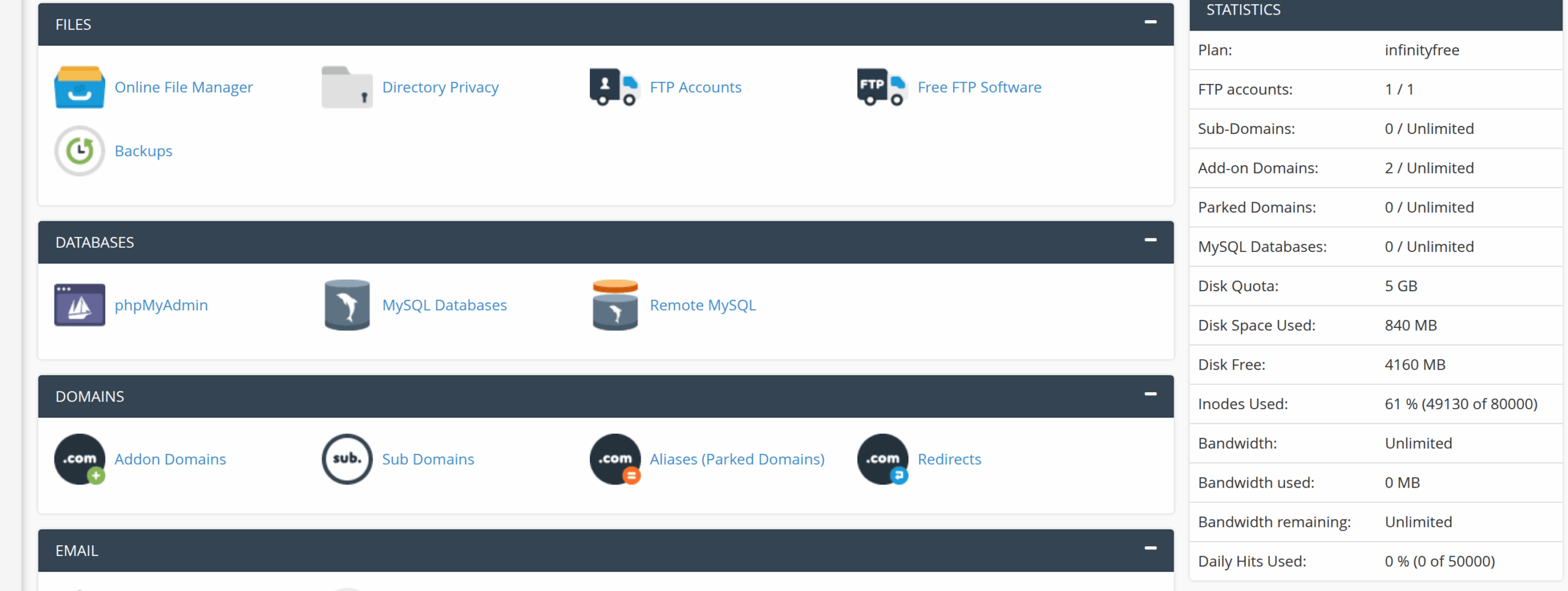 infinityfree free wordpress hosting