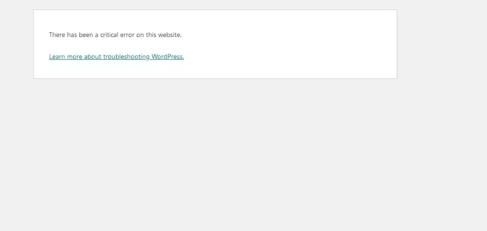 there has been a critical error on this website